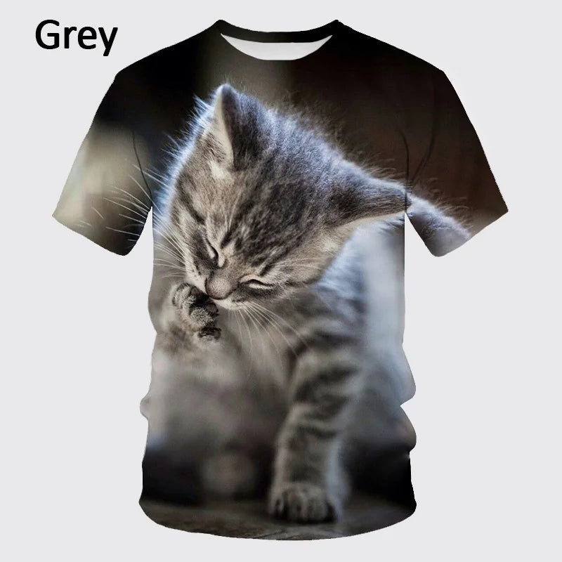 Fashion Design New Cool T-shirt for Men and Women 3D Printing Cute Cat Short-sleeved Top T-shirt Men's Casual Top T-shirt XS-5XL - reetell