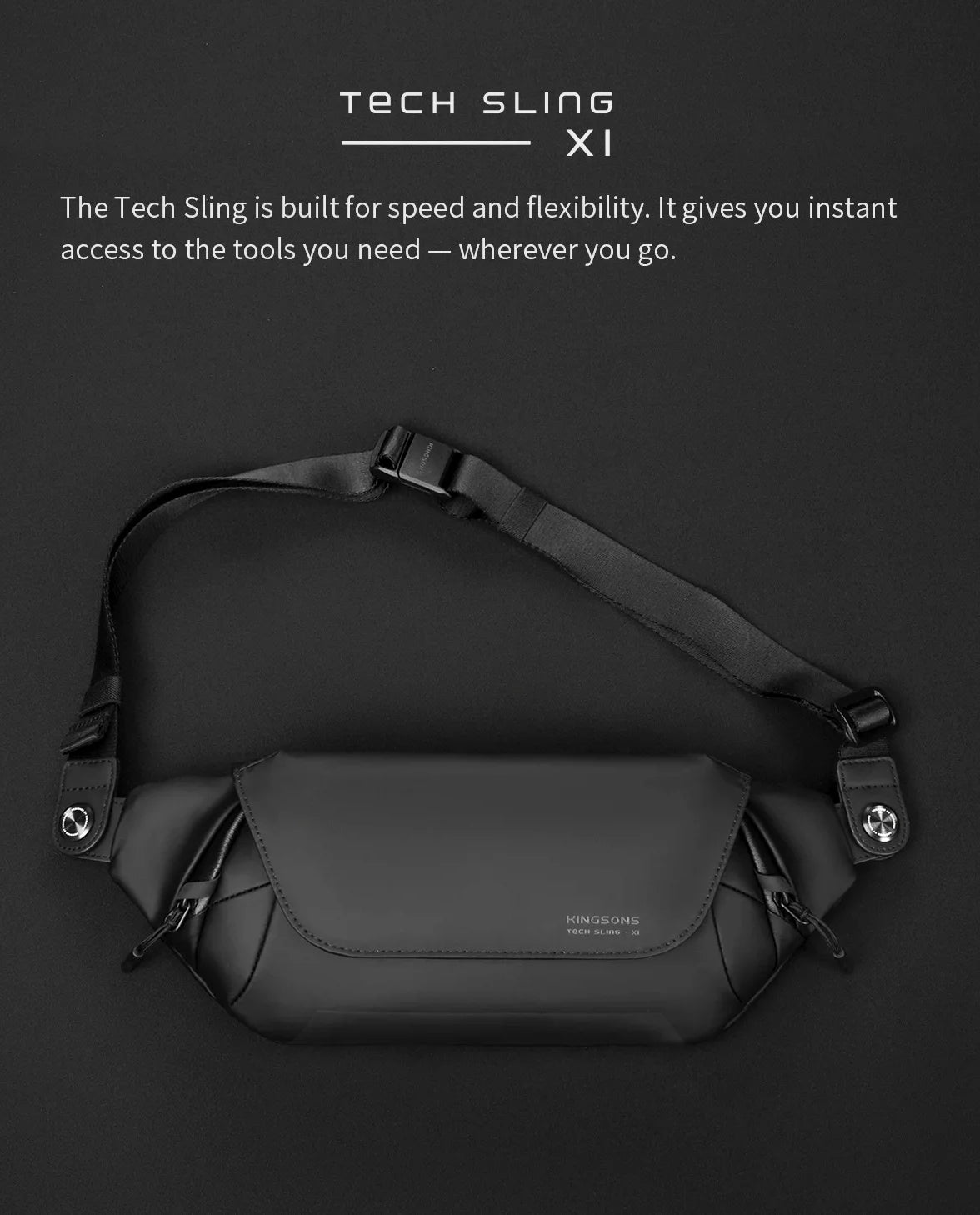 Kingsons Man Chest Bag Hip-Hop Fashion Shoulder Bag Commuter Waterproof Crossbody Bag Multi layer Chest Bag Magnetic Buckle