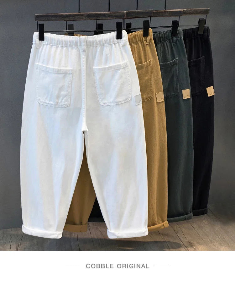 2023 Spring and Autumn New Fashion Solid Color Loose Wide Leg Haren Pants Men Casual Comfortable Large Size High-Quality Jeans - reetell