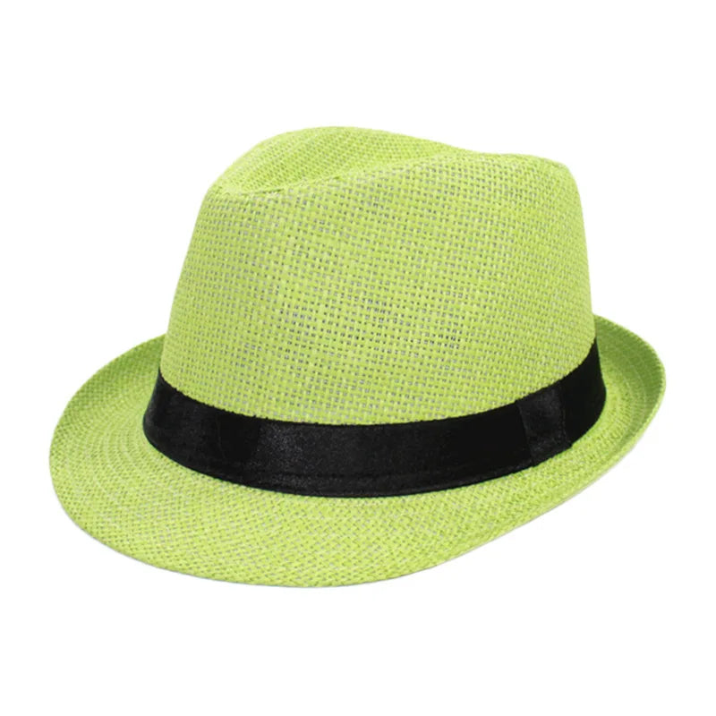 Linen Panama Solid  Jazz Hat Cowboy  Men's Women's Children's British Sun Hat