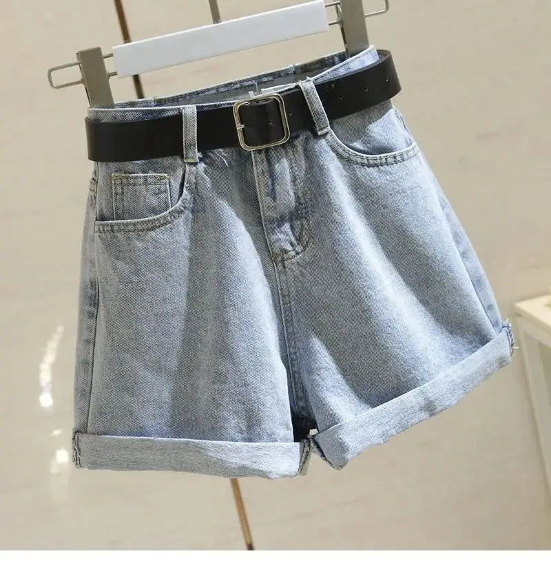 High Waisted Denim Shorts 2024 Summer New Style Women's Loose Fitting Hot Pants Versatile Slimming Wide Leg Pants Korean Version - reetell