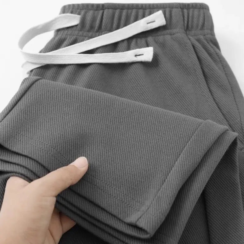 Men's Loose Straight Pants Diagonal Stripes Elastic Waist All-match Ankle Length Pants Spring Autumn Casual Outdoor Sweatpants - reetell