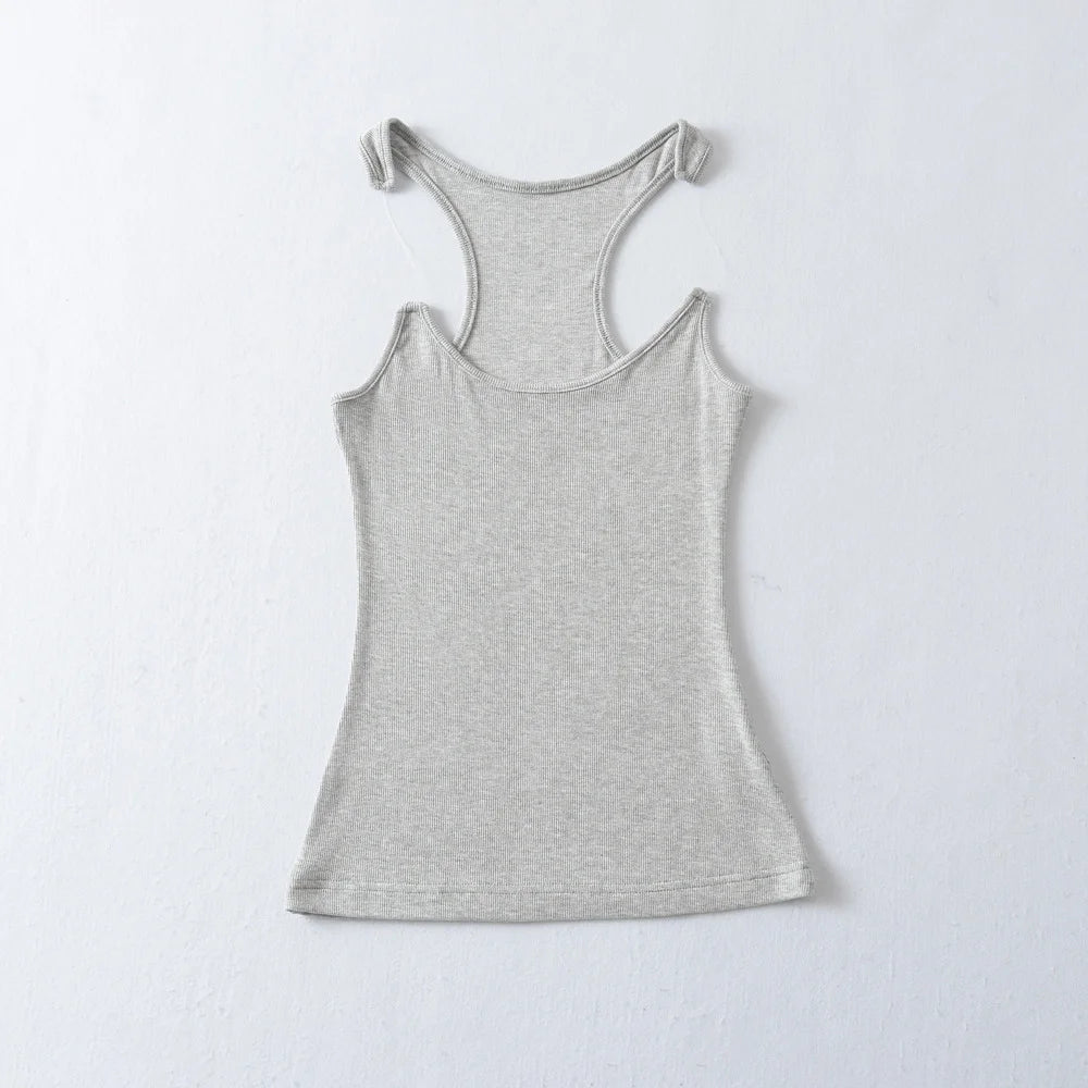 Women Ypro Ribbed Invisible Strap Tank Top Camis Tee - reetell