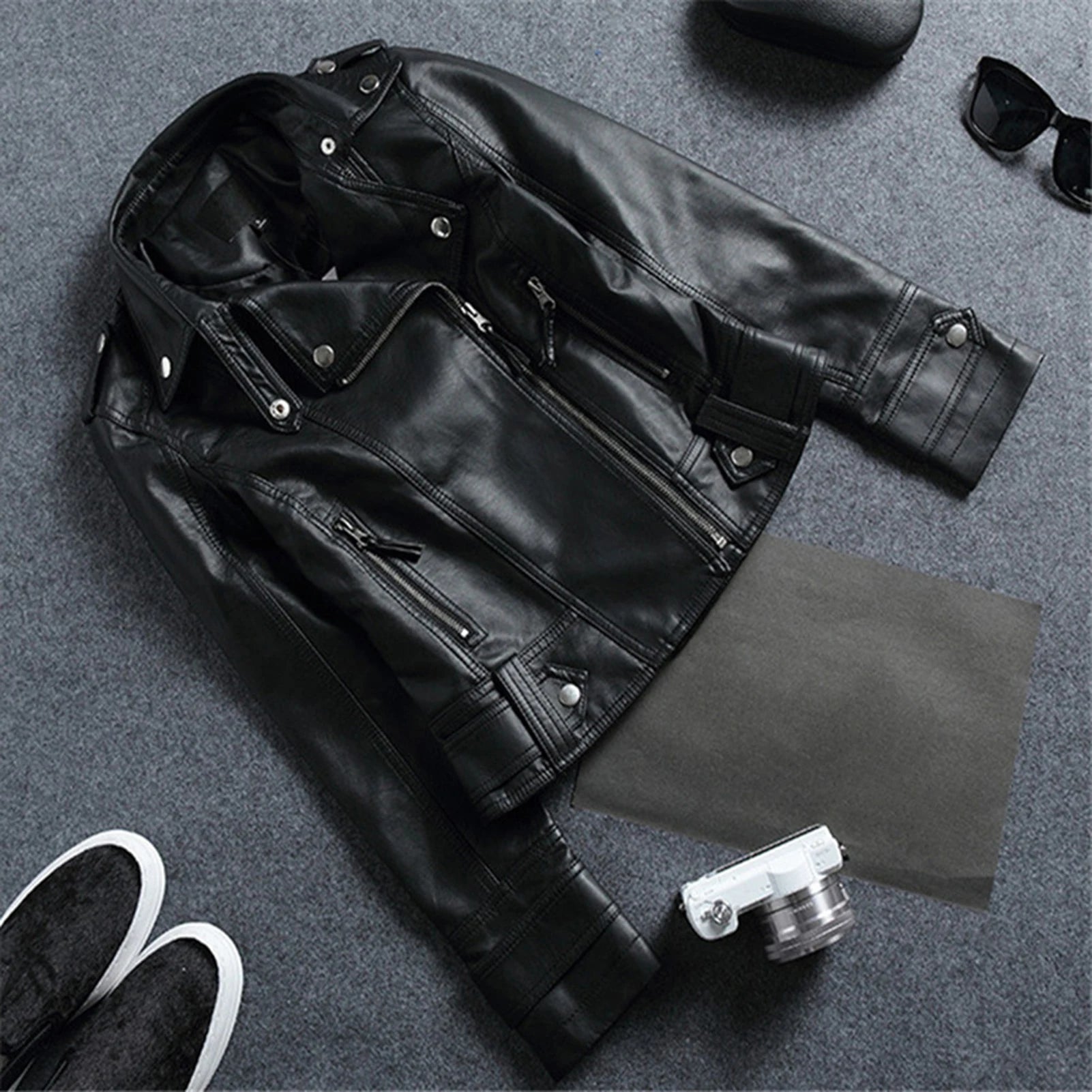 Female's Biker Lapel Jacket Waterproof Leather Jacket Cool For Daily Going Out Or At Home