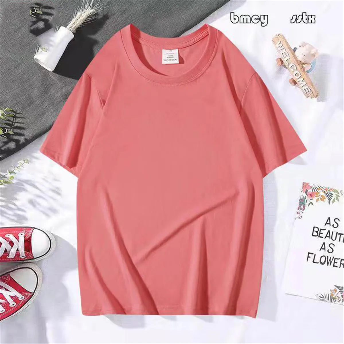 220 Gsm 100% Cotton Solid T Shirt Summer Fashion Men's T Shirt Short Sleeve Classical Tee Mens Hip Hop Oversized Tops Tee Male