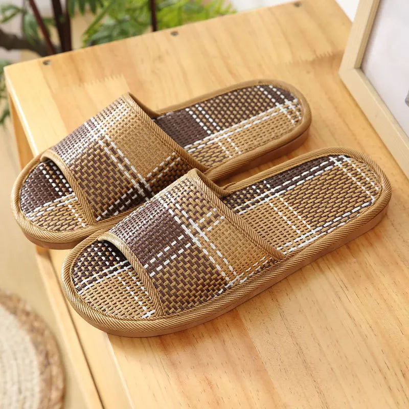 men women Bamboo rattan grass summer home lovers straw mat slippers indoor thickened softwood floor home sandals