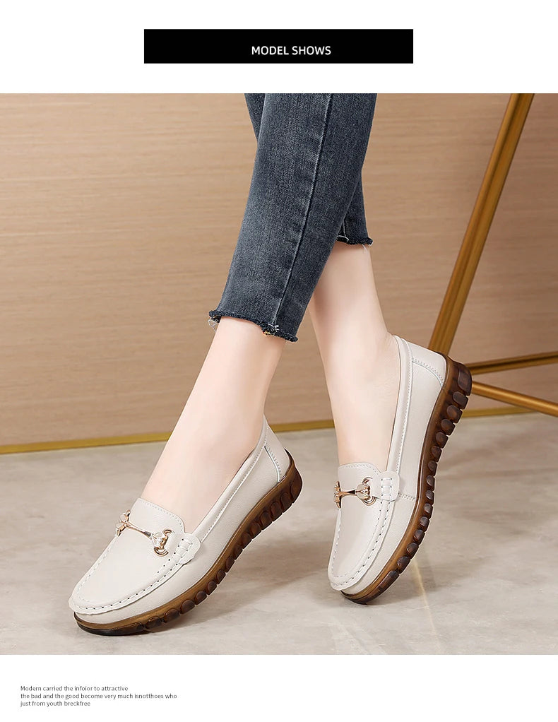 2024 New Classic Leather for Women Fashion Casual Comfortable Loafers Ladies Women Flat Soft Shoes - reetell