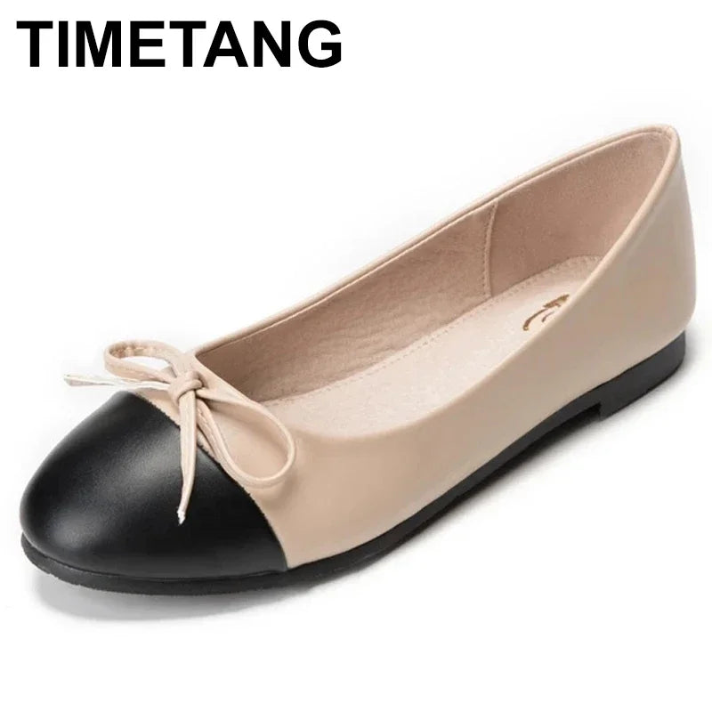 TIMETANGBig Size42Ballet Flats Shoes Women Slip On Soft Ballerina Female Work Shoes Black Beige Casual Shoe chaussure zapatillas - reetell