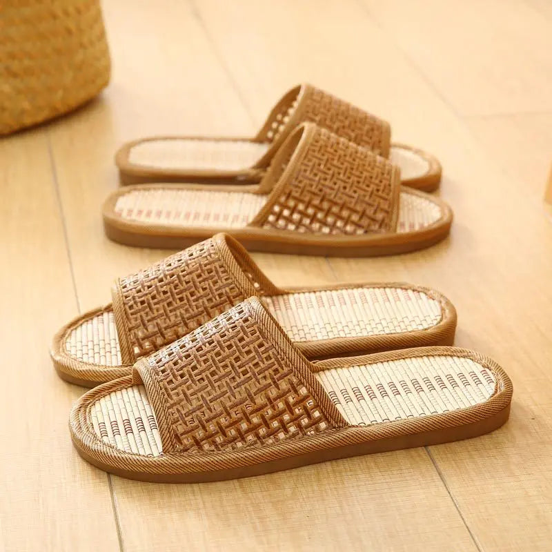 men women Bamboo rattan grass summer home lovers straw mat slippers indoor thickened softwood floor home sandals