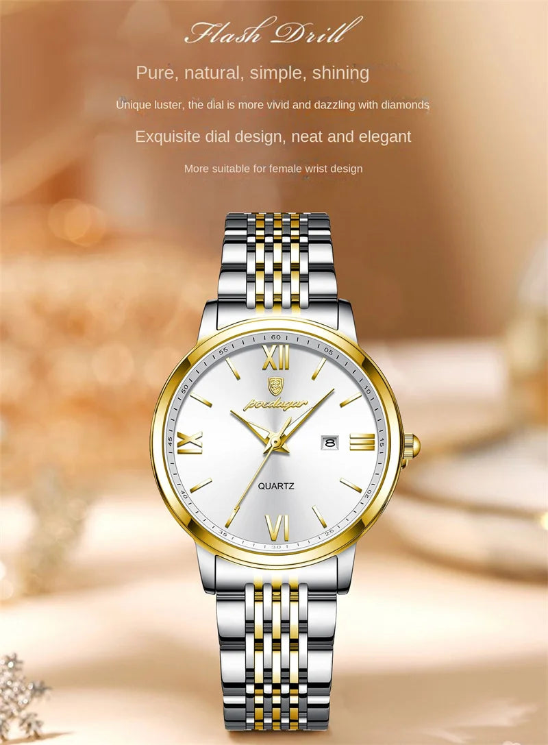 POEDAGAR New Quartz Watch Women Watches Ladies Stainless Steel Strap Waterproof Calendar Wristwatch Female Relogio Feminino