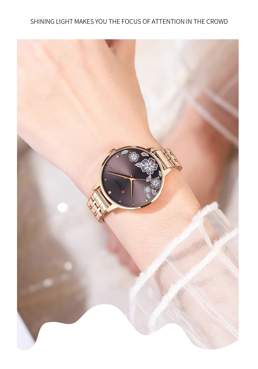 CURREN Brand Fashion Women Watches Stainless Steel Ultra Thin Quartz Watch Woman Romantic Clock Women's Watches Montre Femme