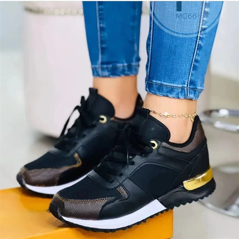 Autumn Winter Women Sneakers Mesh Lace Up Casual Vulcanize Shoes Ladies Flats Outdoor Sports Running Shoes Platform Shoes