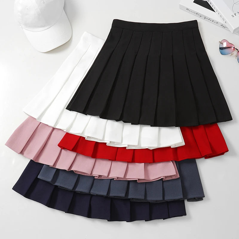 Women's Skirt Pleated Korean Style Summer Woman 2022 Fashion Clothing Pink Elastic High Waist Short White Mini Skirt For Girls - reetell