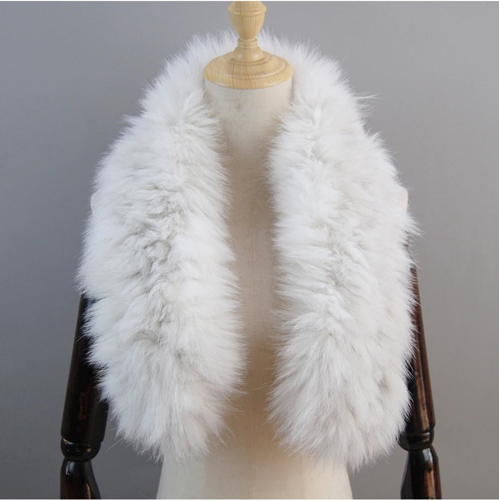 2024 New Women Winter Warm Natural Fox Fur Scarf Ring Knit Real Fox Fur Lady Fashion Neckerchief Scarves Women Real Fur Bandana - reetell