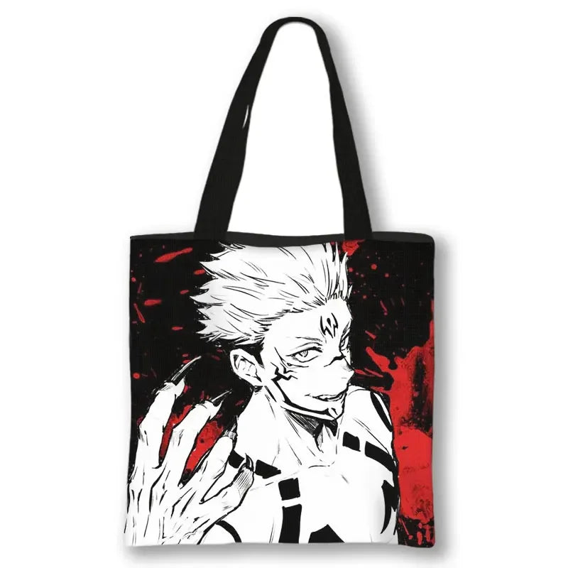 Japanese Anime Jujutsu Kaisen Tote Bags Gojo Satoru Tops Yuji Itadori Girls Shoulder Bag Women Handbag Beach Party Shopping Bag