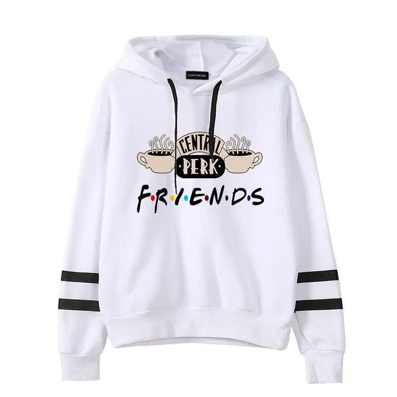 Women Friends TV Show Hooded Sweatshirt Cute Coffee Printing Hoodies Female Autumn Winter Casual Pullover Hoodies - reetell