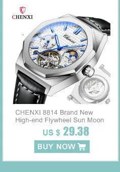 Chenxi 976 Leather Chronograph Date Men's Phase Of The Moon Timing Business Luminous Quartz Watch Relojes para hombres