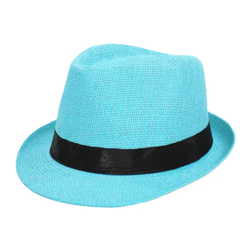 Linen Panama Solid  Jazz Hat Cowboy  Men's Women's Children's British Sun Hat