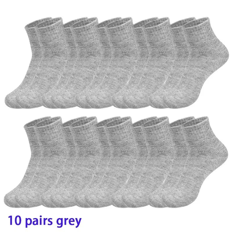 4/5/8/10/20 Pairs of MEN'S AND WOMEN'S Black Cotton Business Mid Length Soft and Warm Autumn/winter Solid Color Casual Socks