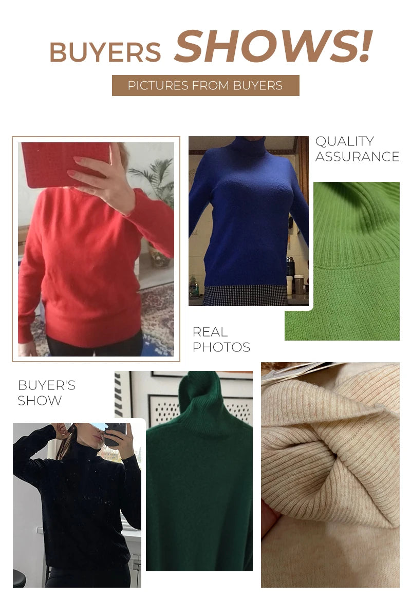 Knitwears Sweater Women Turtleneck Sweater 100% Pure Merino Wool Autumn Winter Warm Soft Knitted Pullover Female Jumper Tops y2k - reetell