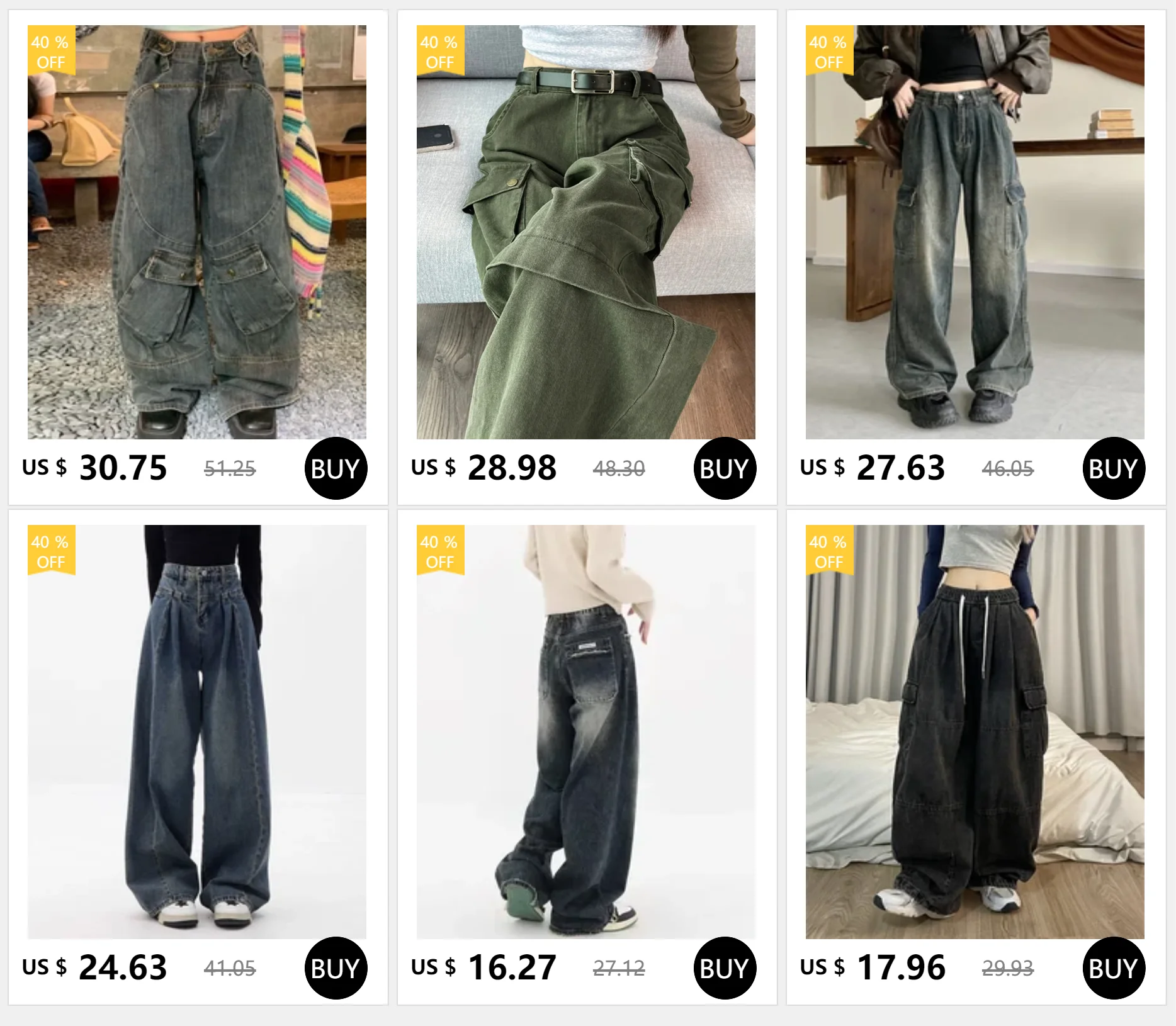 HOUZHOU Tan Leopard Jeans Women Denim Pants Female Oversize Wide Leg Trousers Streetwear Hip Hop Vintage Clothes Loose Casual - reetell