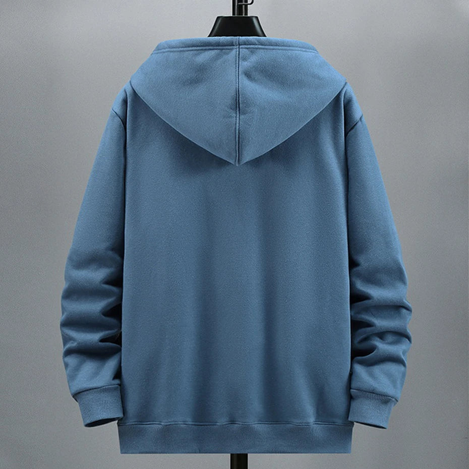 Plus Size 10XL 12XL Hoodie Men Autumn Winter Fleece Hoodies Solid Color Jacket Hoodies Big Size 12XL Blue Black Red Grey - reetell