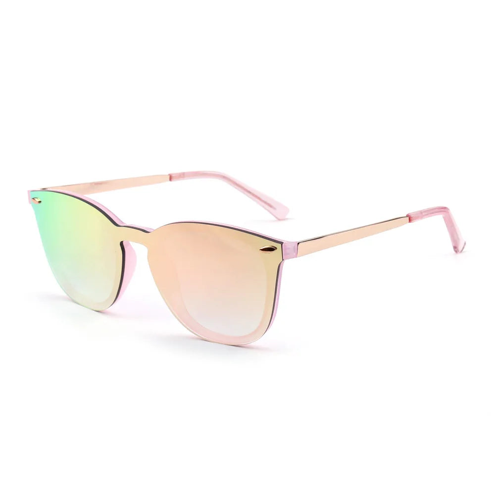 JIM Trendy Rimless Mirrored Sunglasses Reflective Sun Glasses for Women Men UV400 - reetell