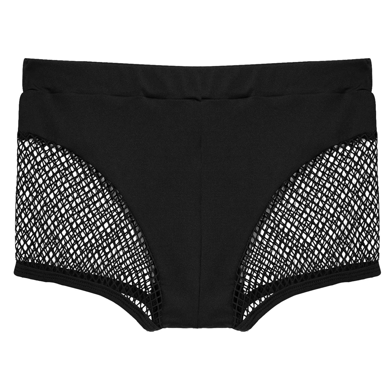 Womens Hollow Out Fishnet Booty Shorts Sexy Lingerie Mid Waist Stretchy Hot Pants for Sports Fitness Yoga Pole Dancing Swimming - reetell