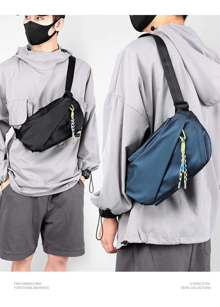 Men Shoulder Chest Bag Nylon Waterproof Outdoor Sport Running Cycling Belt Bag Large Capacity Travel Phone Pouch Messenger Bag