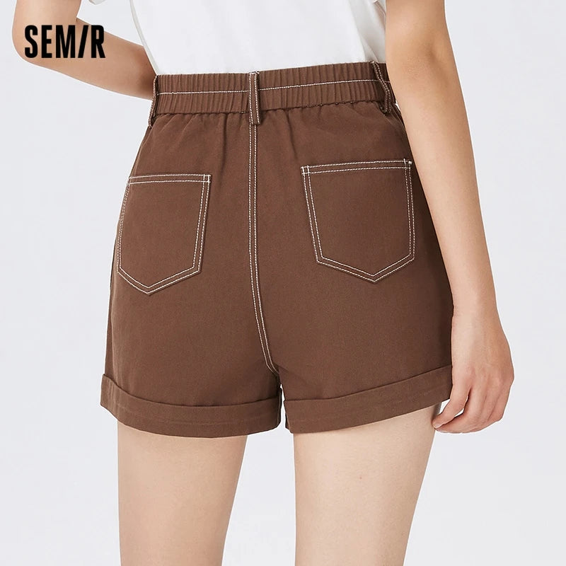 Semir Casual Pants Women Cargo Pants Simple And Handsome 2024 Summer New Pure Cotton A-Line Shorts Versatile - reetell