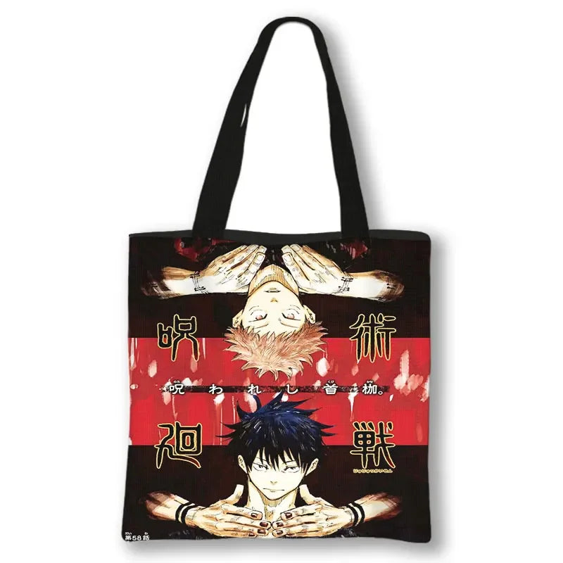 Japanese Anime Jujutsu Kaisen Tote Bags Gojo Satoru Tops Yuji Itadori Girls Shoulder Bag Women Handbag Beach Party Shopping Bag