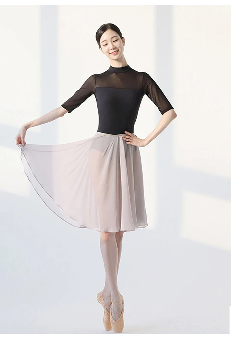 Women's Ballet Skirt Chiffon Skirt Lace Dance Skirt Adult Body Dress Girls Practice Ballet Dance Skirt Mesh Skirt Tutu