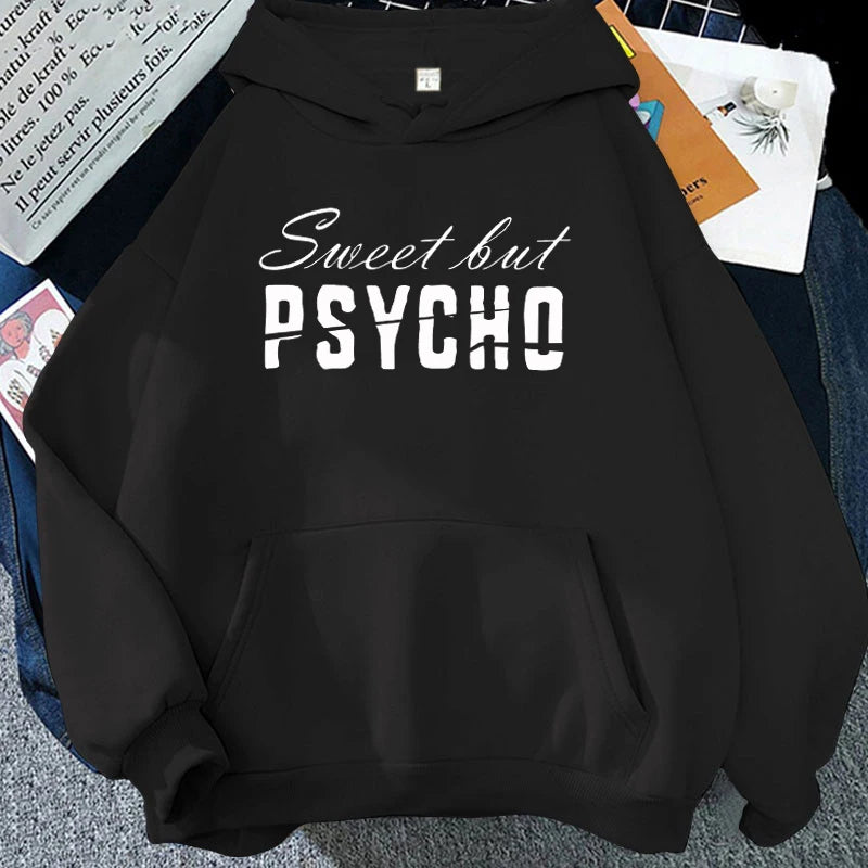 Sweet But Psycho Printed Long Sleeve Pullover Hoodies For Women And Men Couple Casual Sweatshirts Autumn Winter Plus Size Hoodie - reetell