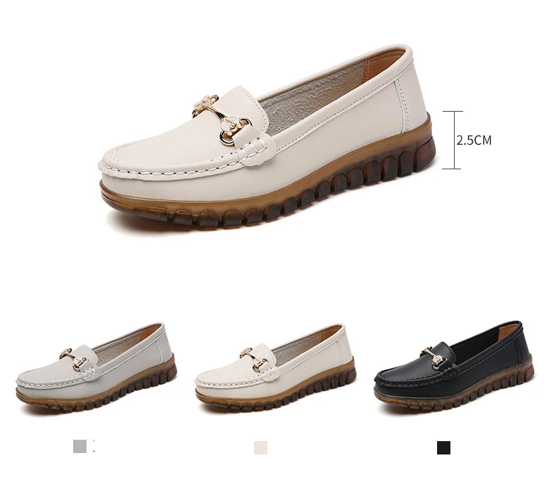 2024 New Classic Leather for Women Fashion Casual Comfortable Loafers Ladies Women Flat Soft Shoes - reetell