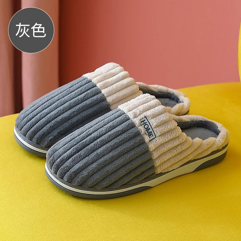 Bebealy Winter Men Shoes Winter Short Plush Men Slippers Outdoor Fur Non-slip House Shoes Casual Fuzzy Soft Cozy Men Shoes Women