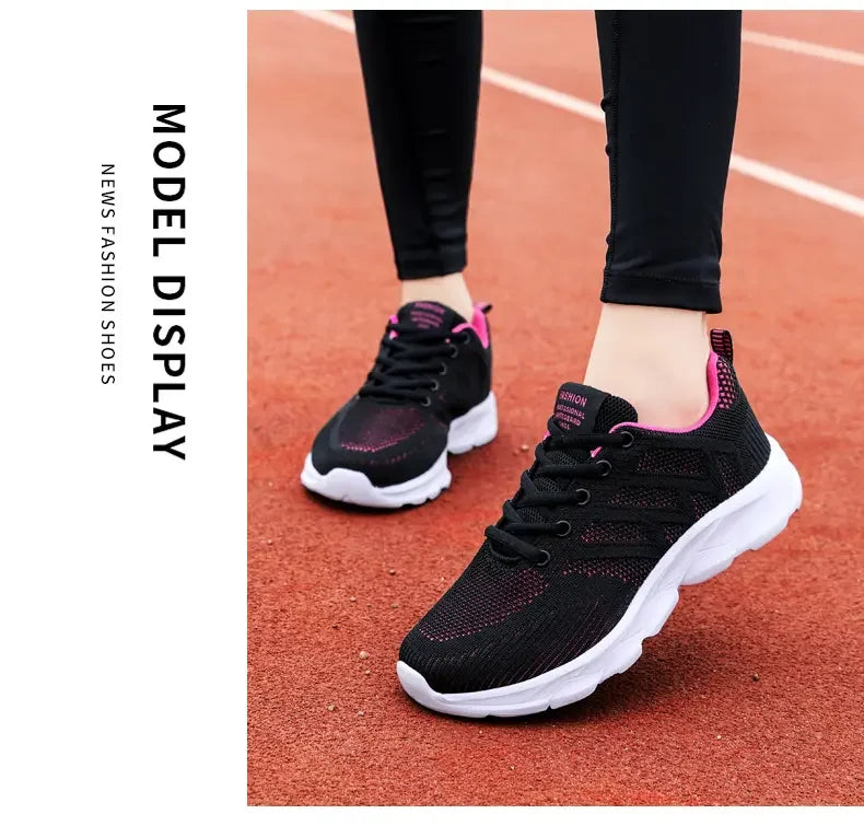 Woman Sneakers Casual Shoes 2023 New Breathable Walking Mesh Lace Up Flat Vulcanized Shoes Women Tenis Running Shoes for Women