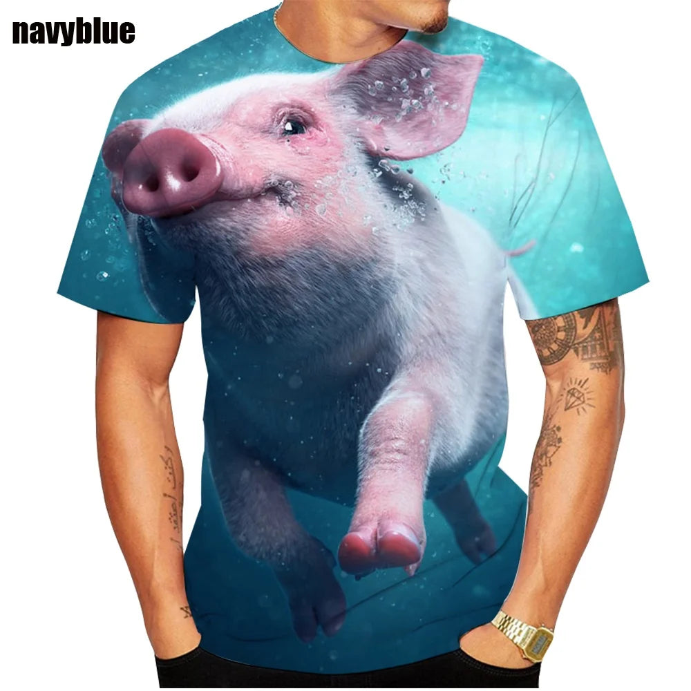 2022 Popular Novelty Animal Pig 3d Printing T-shirt Funny Pig Casual Summer Top Breathable and Comfortable Soft T-shirt