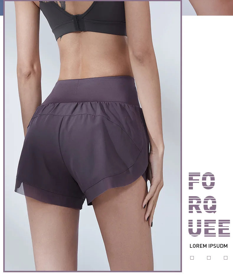 Athletic Summer Women's Sports Running Female Skirt Shorts Mesh with Pockets Quick-Dry Gym Yoga Wear High Waist Workout Pant - reetell