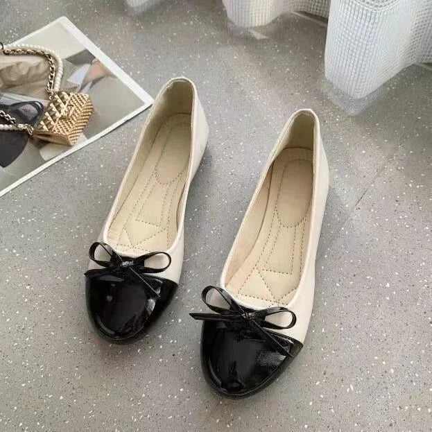 Women's Flat Shoes Comfort Non-slip Ladies  Leather Flats Elegant Bowknot Women's Single Shoes Mother's Shoes - reetell