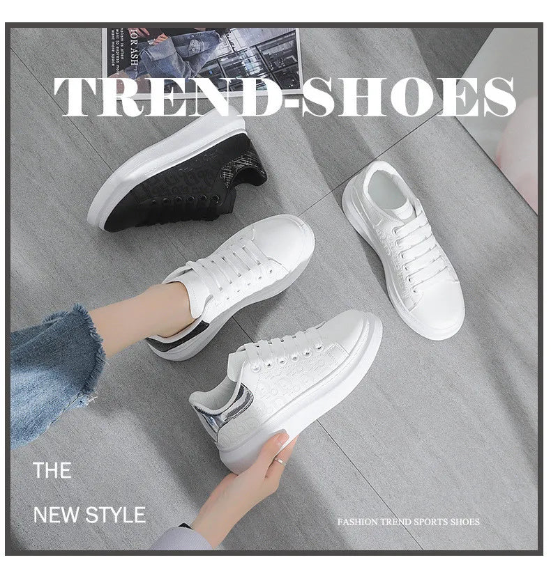 Sneakers for Women New Fashion Platform Shoe Spring Autumn Casual Flats Female Thick Sole Breathable White Vulcanized Shoes