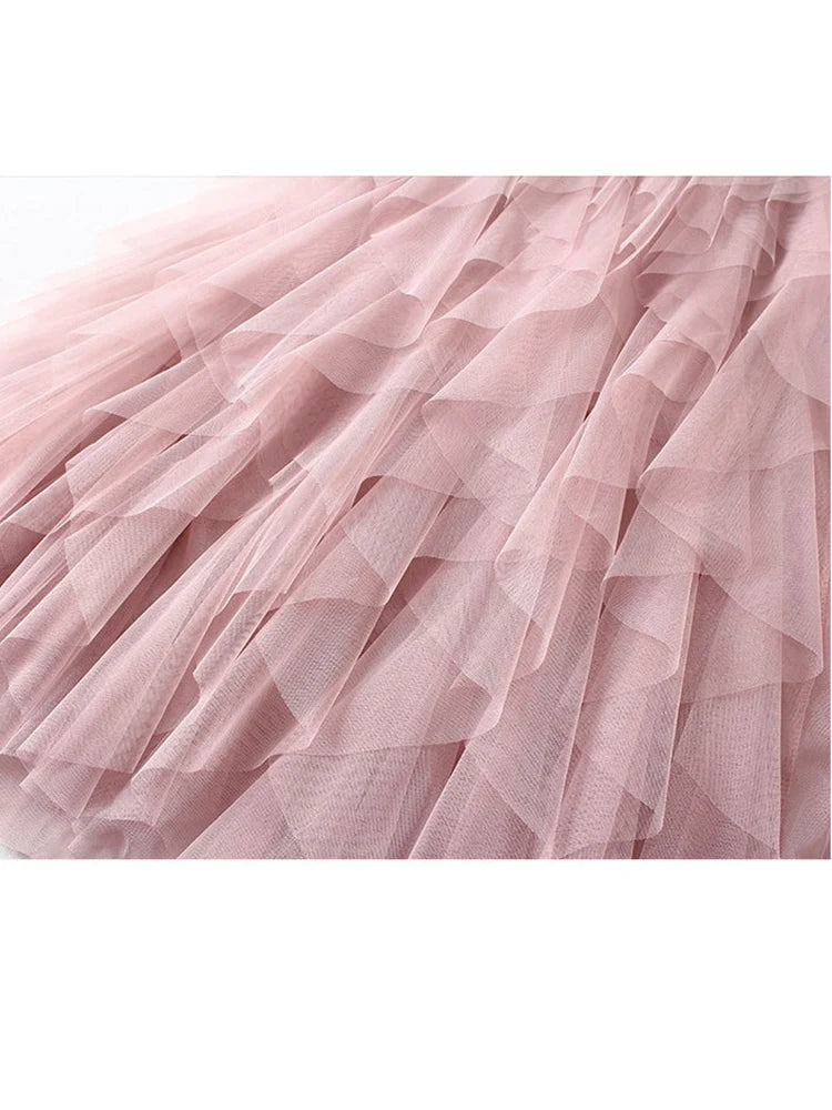 Tutu Tulle Long Maxi Skirt Women Fashion 2022 Korean Cute Pink High Waist Pleated Skirt Mesh Female Lady Aesthetic Faldas - reetell