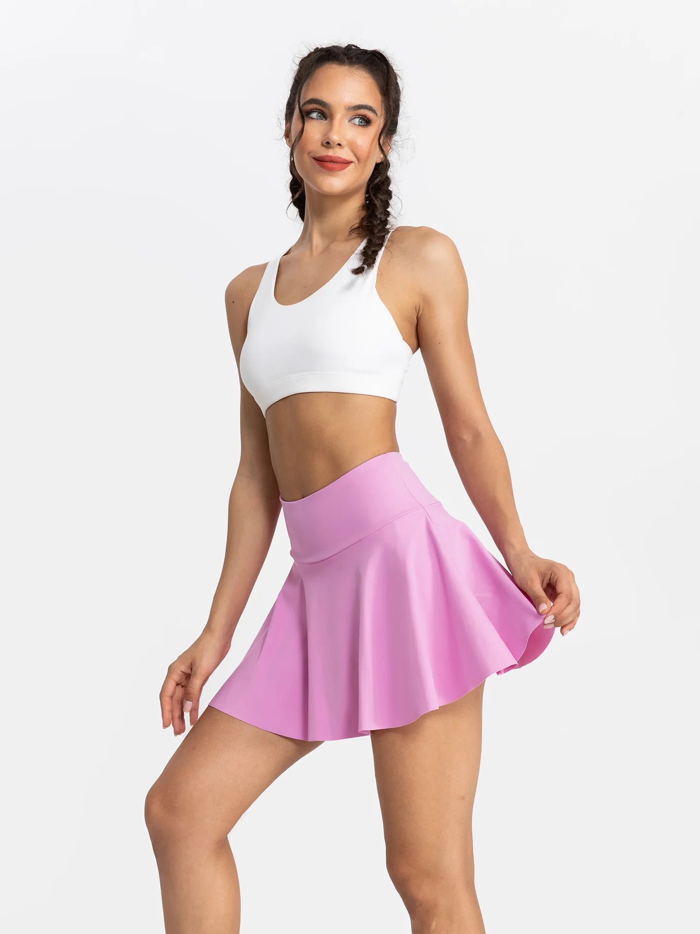 Women Tennis Skirt Sport Golf Ruffled Skirt With Shorts Fake Two Pieces Fitness Golf Wear High Waist Breathable Dance Yoga Skort - reetell