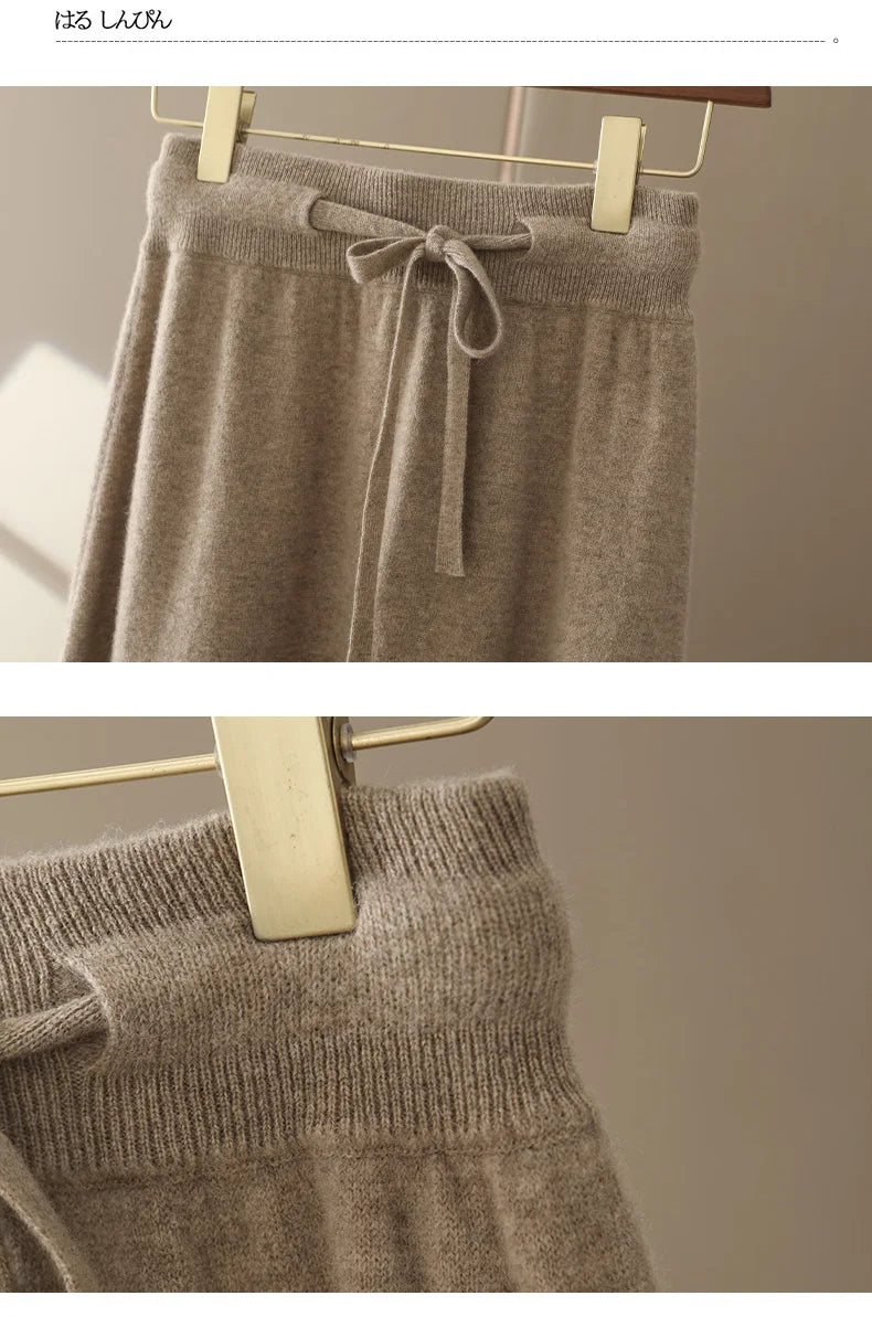 Autumn And Winter100% Pure Wool Skirt Women's Long Pocket Small A Skirt High Waist Slim Cashmere Knit A-Line Skirt - reetell