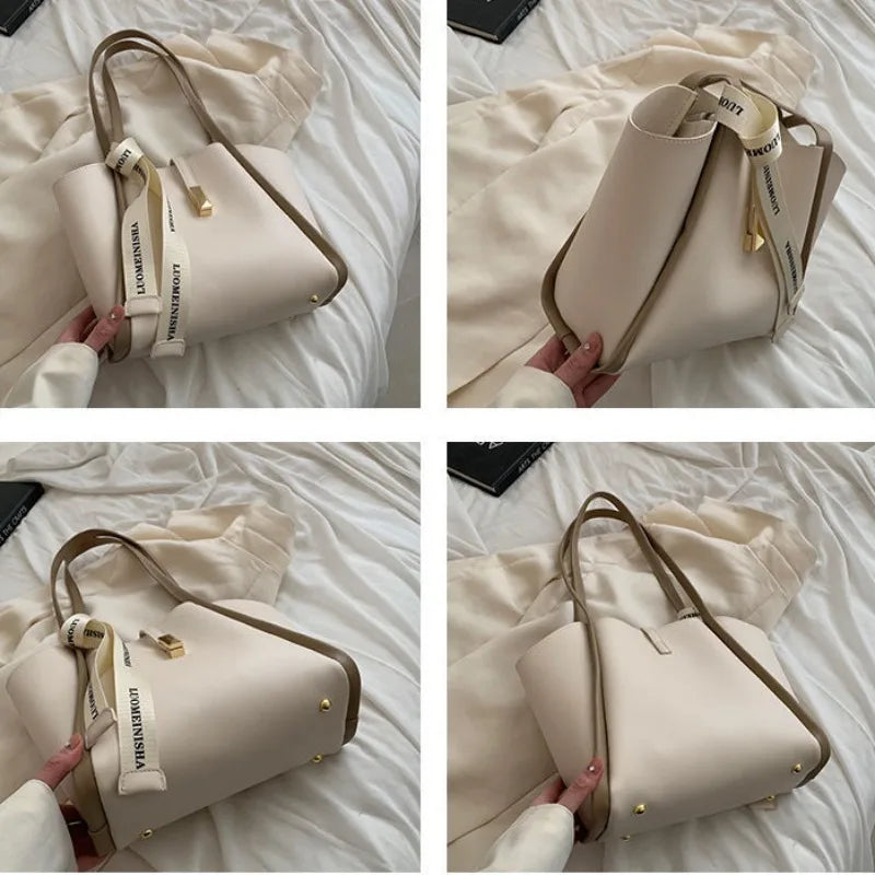 Commuter Tote Bag Large Capacity 2024 New Mother Commuting Bag Portable Fashionable One Shoulder Versatile Underarm Bucket Bag