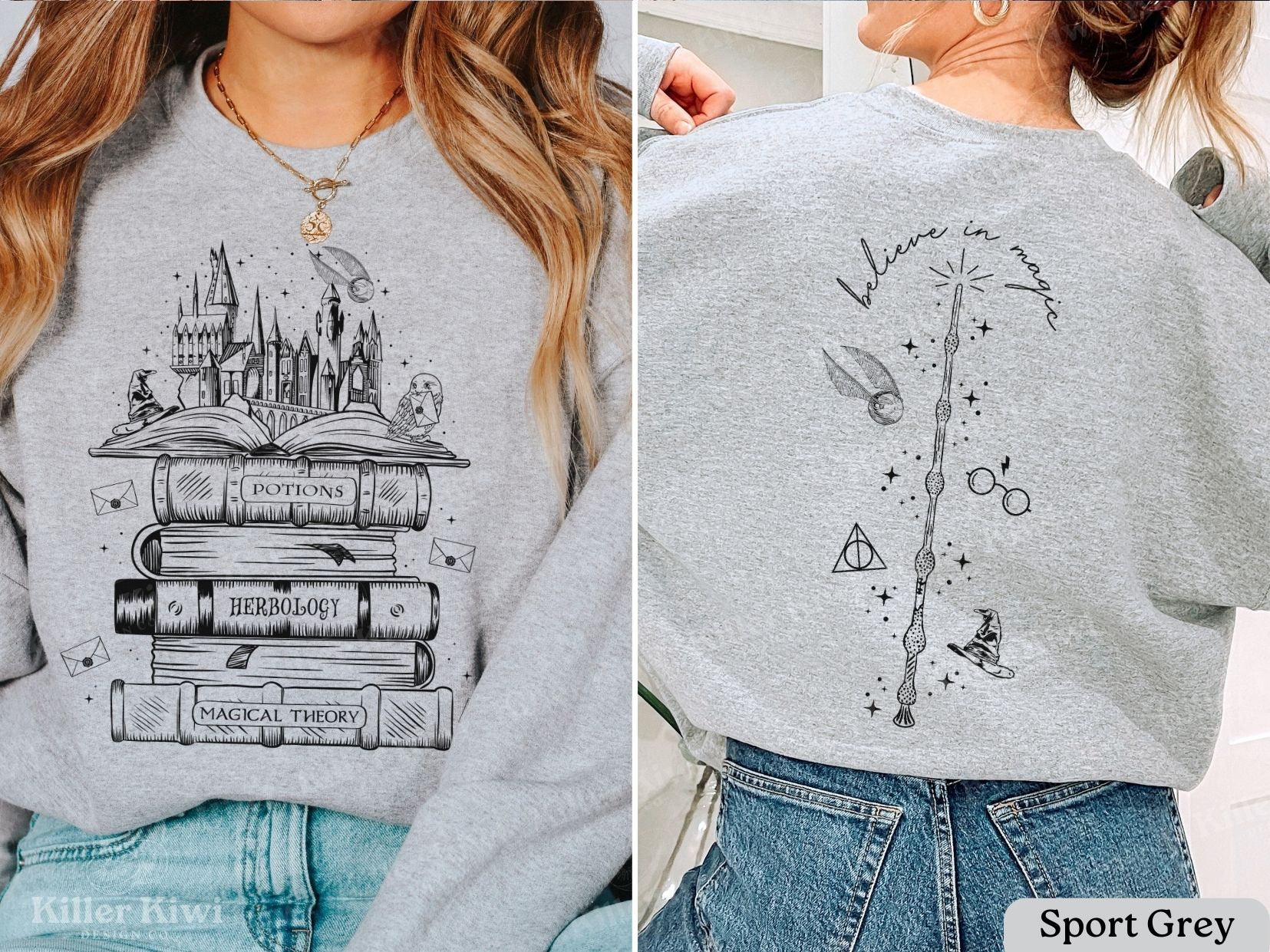 Vintage Magic Tome Castle Magic Stick Print Women Sweatshirt 2024 New Voguish Vintage Cotton Female Sweater Stylish Girl Tops - reetell