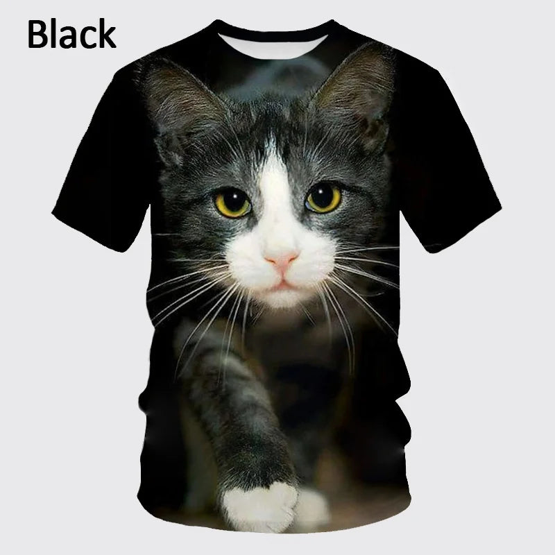 Fashion Design New Cool T-shirt for Men and Women 3D Printing Cute Cat Short-sleeved Top T-shirt Men's Casual Top T-shirt XS-5XL - reetell