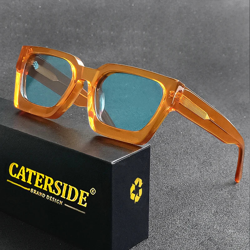 CATERSIDE Retro Acetate Sunglasses Men Polarized Square High Quality Sun Glasses Women Driving Punk Party Vintage Eyewear UV400 - reetell