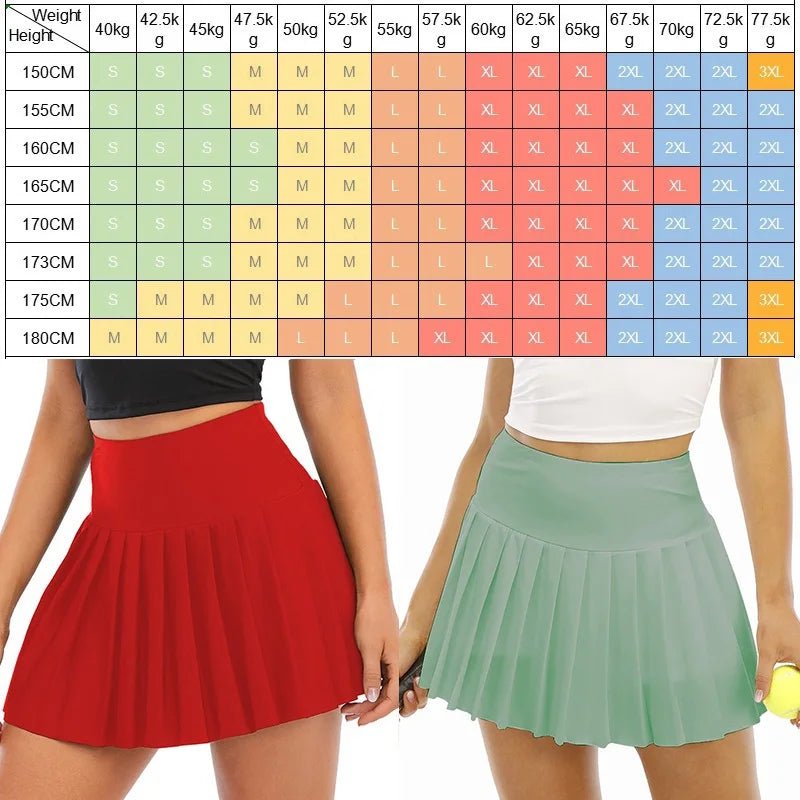 Cloud Hide Pleated Black Tennis Skirts Women Golf Sports Skirt Plus Size Fitness Shorts High Waist Gym Workout Running Skorts - reetell