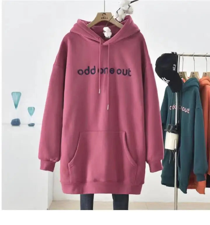 Autumn and Winter New Simplicity Versatile Temperament Women's Clothing Fashion Drawstring Letter Printing Long Sleeve Hoodie - reetell