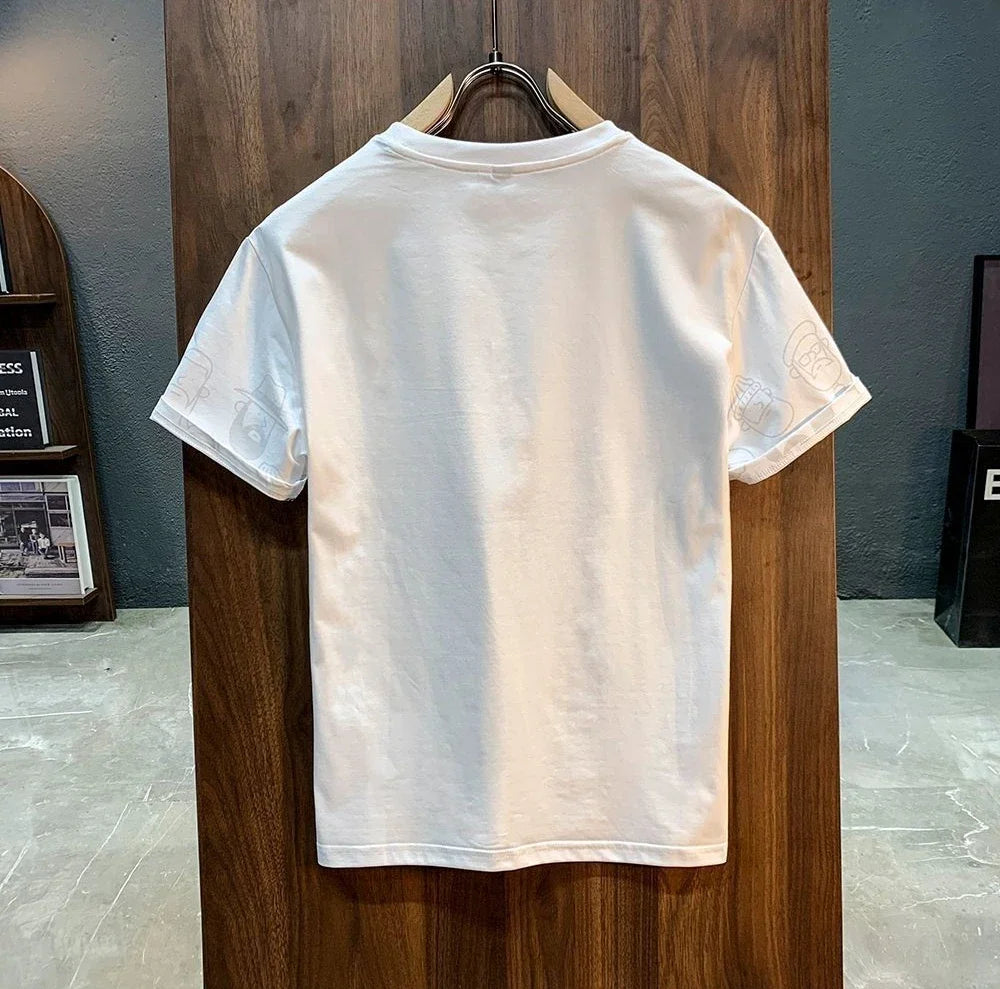 Man Tee Shirts Graphic Top White T Shirt for Men O Neck Streetwear Summer Clothing Fashion Casual Katoen Stylish New in Basic Xl - reetell